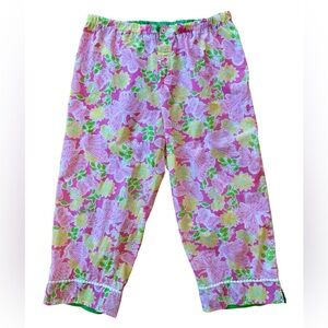 Lilly Pulitzer Pajama Pants Capri Length Lounge Pink Butterfly Size Large